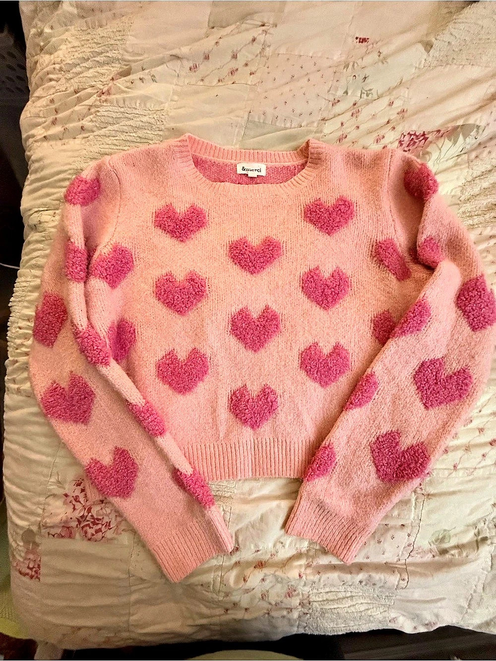&merci Heart Full Of Love Sweater & Pink Size Medium
